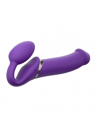 Фиолетовый безремневой вибрострапон Silicone Bendable Strap-On - size XL - Strap-on-me - купить с доставкой в Новокуйбышевске