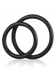 Набор из двух черных силиконовых колец разного диаметра SILICONE COCK RING SET - BlueLine - в Новокуйбышевске купить с доставкой