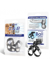 Разделитель мошонки из искусственной кожи на клепках 8 STYLE BALL DIVIDER - BlueLine - купить с доставкой в Новокуйбышевске