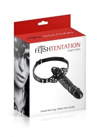 Черный кляп-фаллоимитатор Double Penis Gag - Fetish Tentation - купить с доставкой в Новокуйбышевске