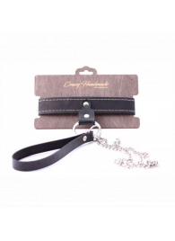 Узкий однослойный ошейник с поводком - Crazy Handmade - купить с доставкой в Новокуйбышевске