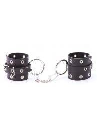 Черные кожаные наручники с люверсами - Crazy Handmade - купить с доставкой в Новокуйбышевске