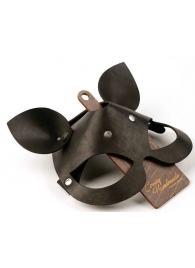 Черная кожаная маска  Кошка  с маленькими ушками - Crazy Handmade - купить с доставкой в Новокуйбышевске