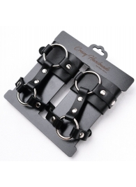 Черные наручники с креплением на кисть руки - Crazy Handmade - купить с доставкой в Новокуйбышевске