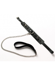 Черный ошейник с шипами и поводком - Crazy Handmade - купить с доставкой в Новокуйбышевске