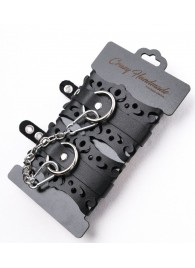 Ажурные наручники из черной кожи - Crazy Handmade - купить с доставкой в Новокуйбышевске