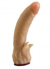 Телесная гелевая насадка-фаллос с клиторальными лепестками - 18,5 см. - LOVETOY (А-Полимер) - купить с доставкой в Новокуйбышевске