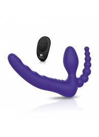 Фиолетовый безремневой страпон с пультом ДУ 7’’ Remote Control Strapless - 24 см. - Pegasus - купить с доставкой в Новокуйбышевске