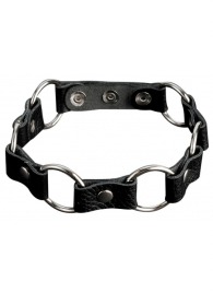 Кожаный черный ошейник с кольцами - Sitabella - купить с доставкой в Новокуйбышевске