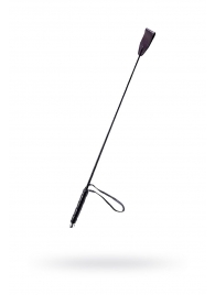 Чёрный стек с кожаной ручкой - 58 см. - Sitabella - купить с доставкой в Новокуйбышевске