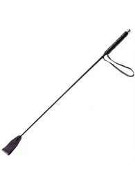 Чёрный стек с кожаной ручкой - 58 см. - Sitabella - купить с доставкой в Новокуйбышевске