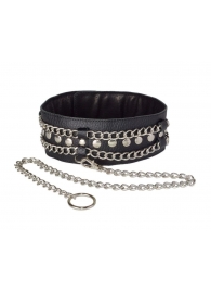 Чёрный ошейник с цепочками и поводком - Sitabella - купить с доставкой в Новокуйбышевске
