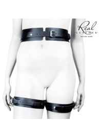 Черный кожаный пояс с гартерами - S-M - Notabu - купить с доставкой в Новокуйбышевске