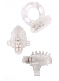Набор из 3 прозрачных эрекционных колец с вибрацией Teasers Ring Kit - Chisa - в Новокуйбышевске купить с доставкой