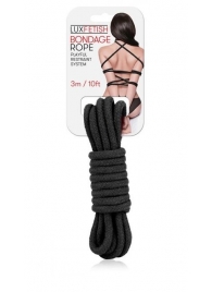 Черная хлопковая веревка для связывания - 3 м. - Lux Fetish - купить с доставкой в Новокуйбышевске