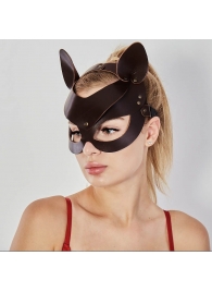 Коричневая кожаная маска  Кошечка - Sitabella - купить с доставкой в Новокуйбышевске