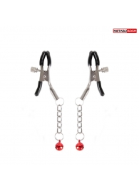 Серебристые зажимы на соски с шариками на цепочках - Notabu - купить с доставкой в Новокуйбышевске