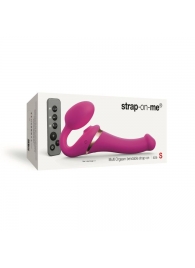 Ярко-розовый безремневой страпон Multi Orgasm Size S с клиторальной стимуляцией - Strap-on-me - купить с доставкой в Новокуйбышевске