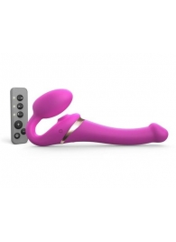 Ярко-розовый безремневой страпон Multi Orgasm Size S с клиторальной стимуляцией - Strap-on-me - купить с доставкой в Новокуйбышевске