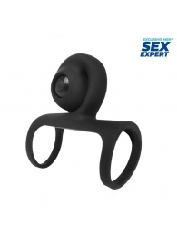 Черная вибронасадка на пенис Sex Expert - Sex Expert - в Новокуйбышевске купить с доставкой