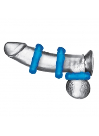 Комплект из трех голубых эрекционных колец 3-Pack Ribbed Rider Cock Ring Set - BlueLine - в Новокуйбышевске купить с доставкой