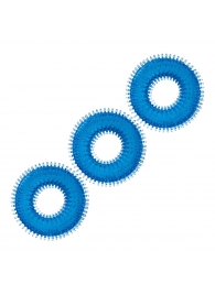 Комплект из трех голубых колец для эрекции 3-Pack Ultra-Stim Stretch Cock Rings - BlueLine - в Новокуйбышевске купить с доставкой