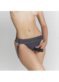 Серые трусики для фиксации насадок Strap-on-me Harness Lingerie Unique - Strap-on-me - купить с доставкой в Новокуйбышевске