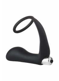 Черное эрекционное кольцо с вибропробкой Vibrating Anal Plug With Cockring - Dream Toys - в Новокуйбышевске купить с доставкой