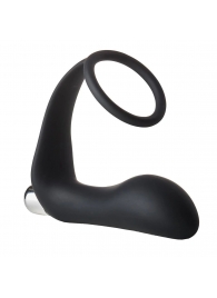 Черное эрекционное кольцо с вибропробкой Vibrating Anal Plug With Cockring - Dream Toys - в Новокуйбышевске купить с доставкой
