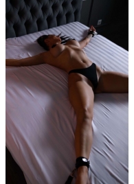 Черный кожаный набор фиксации на кровати Sex Game - БДСМ Арсенал - купить с доставкой в Новокуйбышевске
