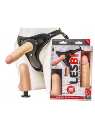 Телесный страпон Harness LESBI с вагинальной пробкой - 16,5 см. - LOVETOY (А-Полимер) - купить с доставкой в Новокуйбышевске