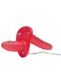 Красный женский страпон с вагинальной пробкой Bad Kitty - 18 см. - Orion - купить с доставкой в Новокуйбышевске