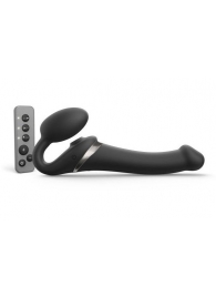 Черный безремневой страпон Multi Orgasm Size M с клиторальной стимуляцией - Strap-on-me - купить с доставкой в Новокуйбышевске