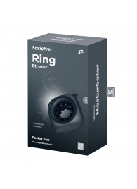 Черный мужской вибромассажер Ring Stroker - Satisfyer - в Новокуйбышевске купить с доставкой