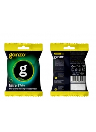 Ультратонкие презервативы Ganzo Ultra thin в мягкой упаковке - 3 шт. - Ganzo - купить с доставкой в Новокуйбышевске