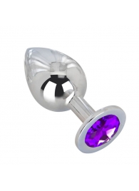 Большой плаг из стали с фиолетовым кристаллом Violet Dream - 9,5 см. - Erotic Fantasy - купить с доставкой в Новокуйбышевске