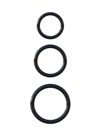 Набор из трех черных эрекционных колец Silicone 3-Ring Stamina Set - Pipedream - в Новокуйбышевске купить с доставкой