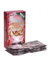 Презервативы Sagami Xtreme Strawberry c ароматом клубники - 10 шт. - Sagami - купить с доставкой в Новокуйбышевске
