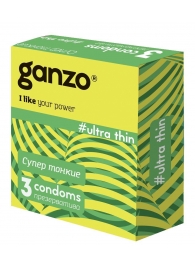 Ультратонкие презервативы Ganzo Ultra thin - 3 шт. - Ganzo - купить с доставкой в Новокуйбышевске