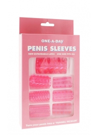 Набор из 7 розовых насадок на пенис ONE-A-DAY PENIS SLEEVES PINK - Seven Creations - в Новокуйбышевске купить с доставкой
