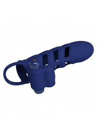 Синяя насадка на пенис Powerful Ring - 18,8 см. - Baile - в Новокуйбышевске купить с доставкой