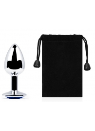 Анальное украшение BUTT PLUG  Small с синим кристаллом - 7 см. - Anal Jewelry Plug - купить с доставкой в Новокуйбышевске