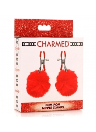 Красные зажимы на соски с помпонами Pom Pom - XR Brands - купить с доставкой в Новокуйбышевске