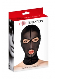 Черная сетчатая маска на голову с отверстиями для глаз и рта - Fetish Tentation - купить с доставкой в Новокуйбышевске