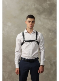 Черная мужская кожаная портупея №4 - БДСМ Арсенал - купить с доставкой в Новокуйбышевске