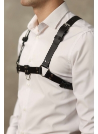 Черная мужская кожаная портупея №4 - БДСМ Арсенал - купить с доставкой в Новокуйбышевске