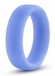 Голубое люминесцентное кольцо Silicone Glo Cock Ring - Blush Novelties - в Новокуйбышевске купить с доставкой