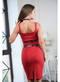 Черно-серебристая портупея-юбка plus size с цепочками - БДСМ Арсенал - купить с доставкой в Новокуйбышевске