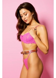 Эффектный розовый пояс из голографической эко-кожи - БДСМ Арсенал - купить с доставкой в Новокуйбышевске