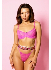 Эффектный розовый пояс из голографической эко-кожи - БДСМ Арсенал - купить с доставкой в Новокуйбышевске